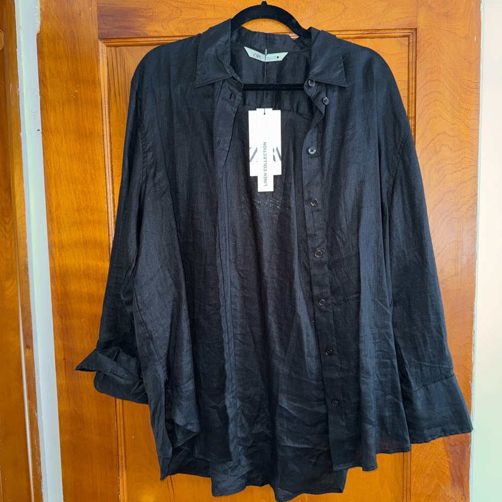 Zara Charcoal Linen Shirt